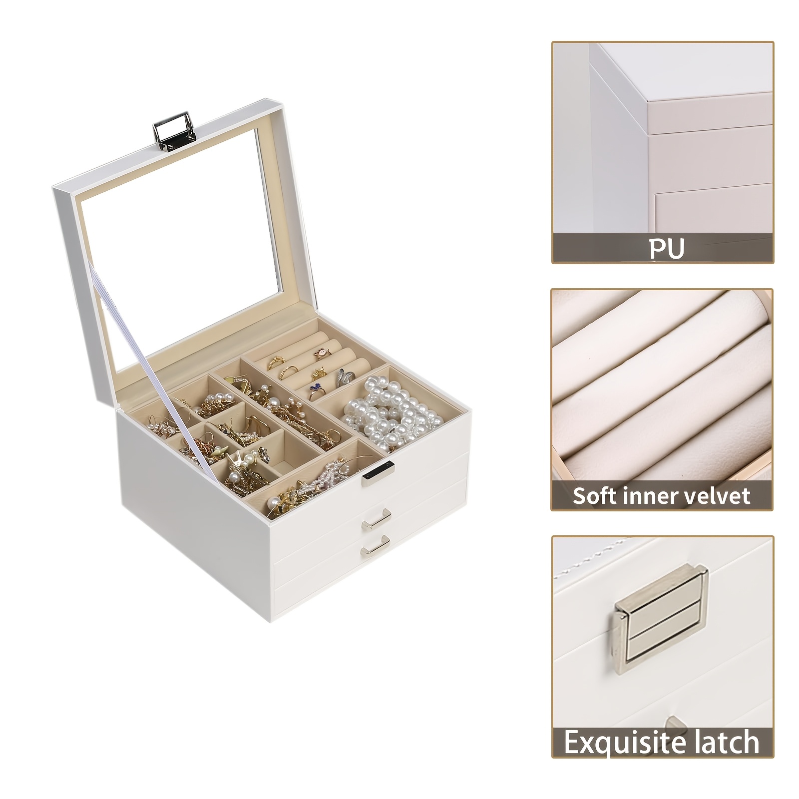Women's 3-Tier Jewelry Organizer, Velvet Lining